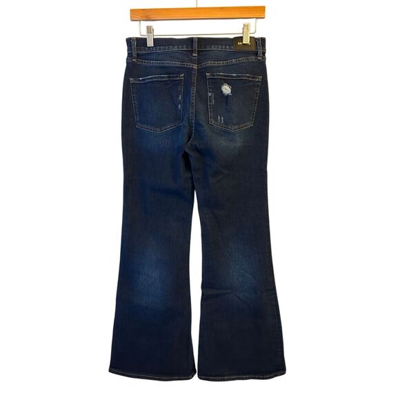 Express 70's Flare Mid-rise jeans sz 4S distressed minimalist rock retro - Picture 3 of 11